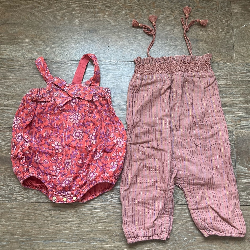 Beautiful Louis Louise Paris Rompers Lot 2 in Red & Dusty Rose | size 12M